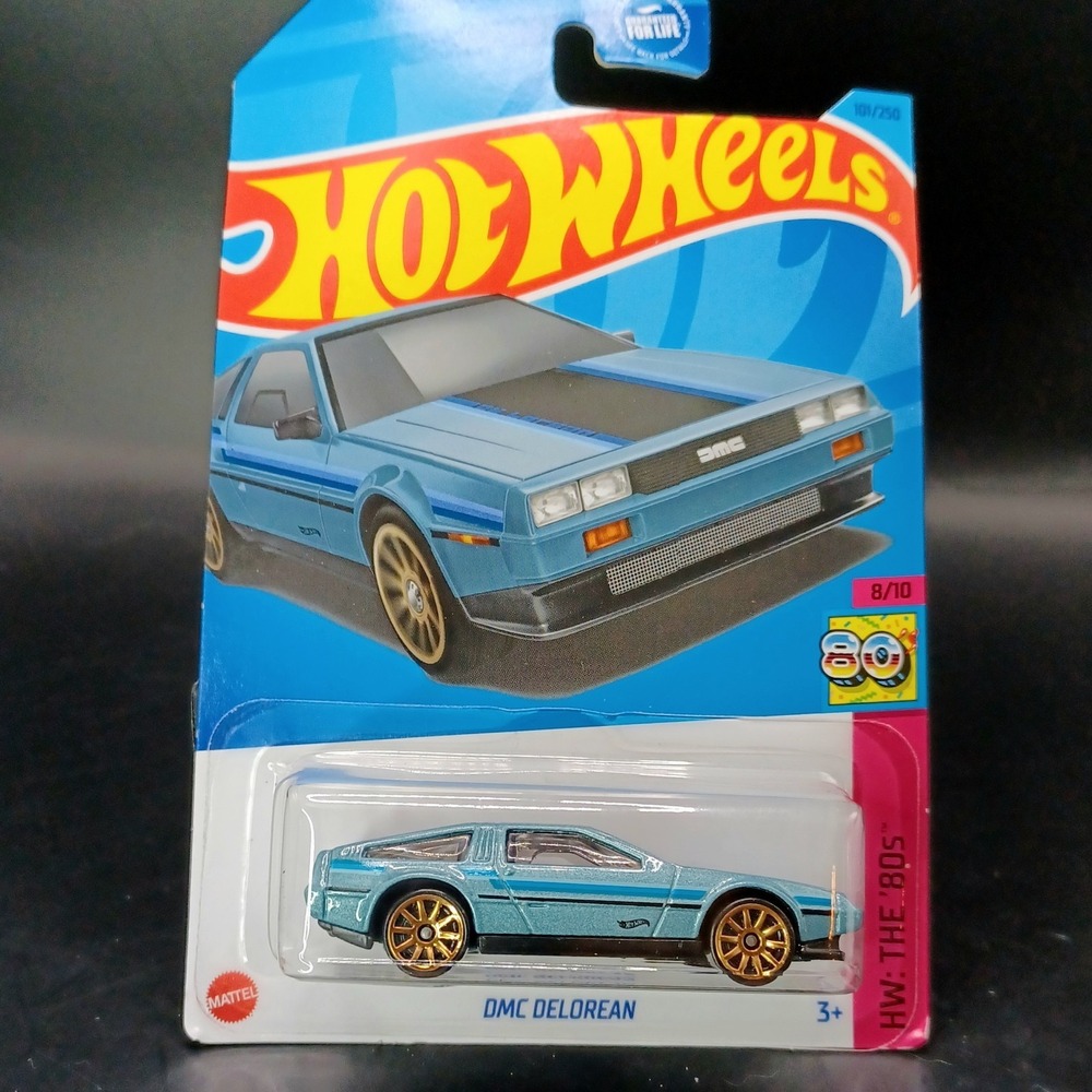 Hot Wheels Car DMC Delorean Blue 101/250 Gold Rims The 80s Series 8/10